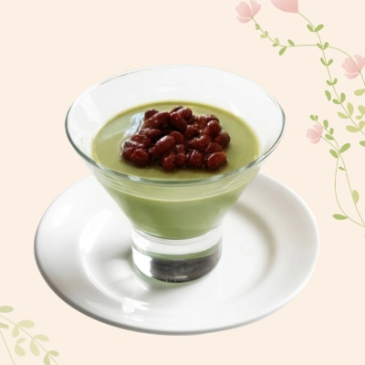 Matcha red bean pudding